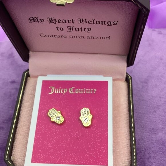 Juicy Couture Hamsa Hands Gold Stud Earrings - Picture 1 of 3